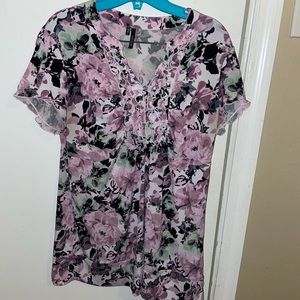 Maurices Purple & Pink Floral Shirt Large-SOLD